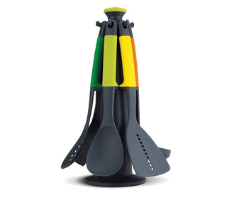 Home Décor Premium Elevate Carousel Nylon Kitchen Utensil Set with Rotating Storage Stand 6-Piece Multicolored Storage