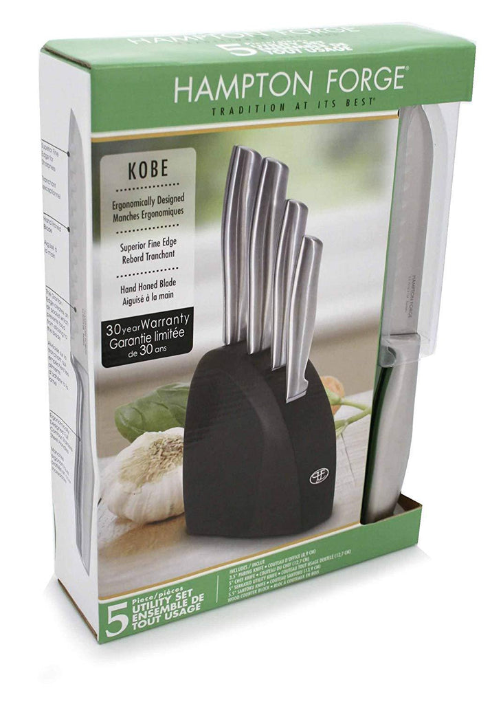 Hampton Forge Kobe 5-Piece Utility Knife Set with Half Moon Block, HMC01A237P