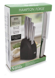 Hampton Forge Kobe 5-Piece Utility Knife Set with Half Moon Block, HMC01A237P