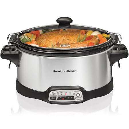 Hamilton Beach 6-Qt. Stay or Go Slow Cooker with Lid REST, Silver